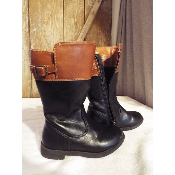 The Children’s Place Black And Brown Riding Boots Toddler Size 8 - Picture 3 of 11